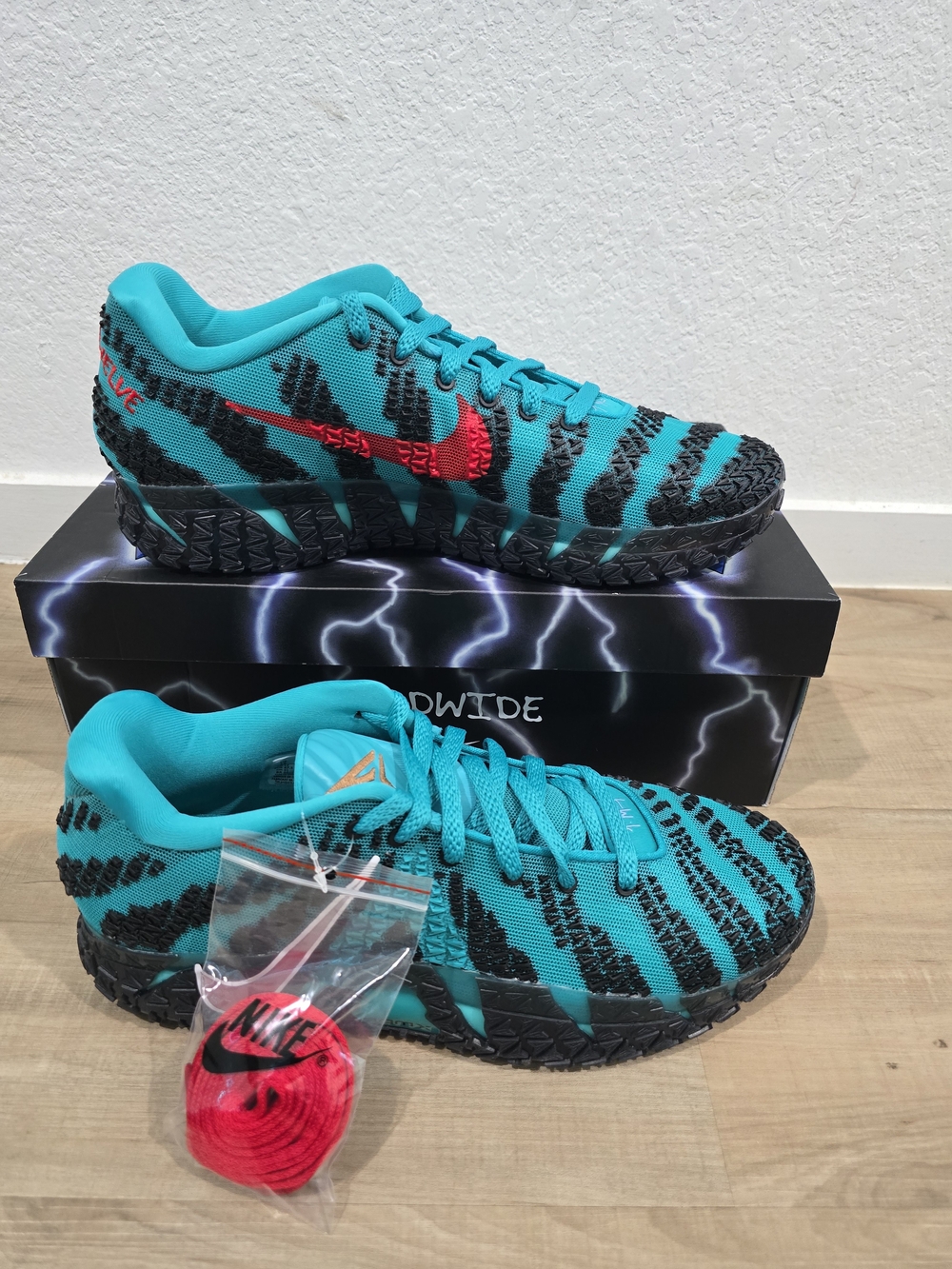 Nike Ja 3 Teal & Black Running Shoes with Red Swoosh